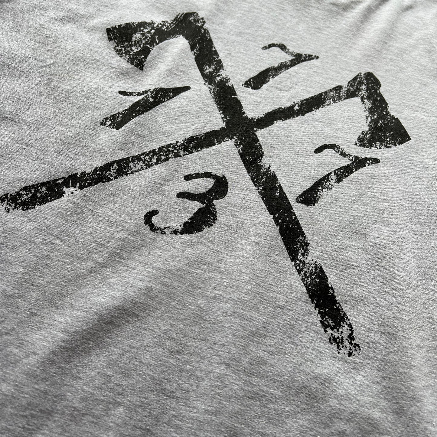 Close-up of the heather grey of "1773" Boston Tea Party shirt - For hardcore history folks from The History List Store.