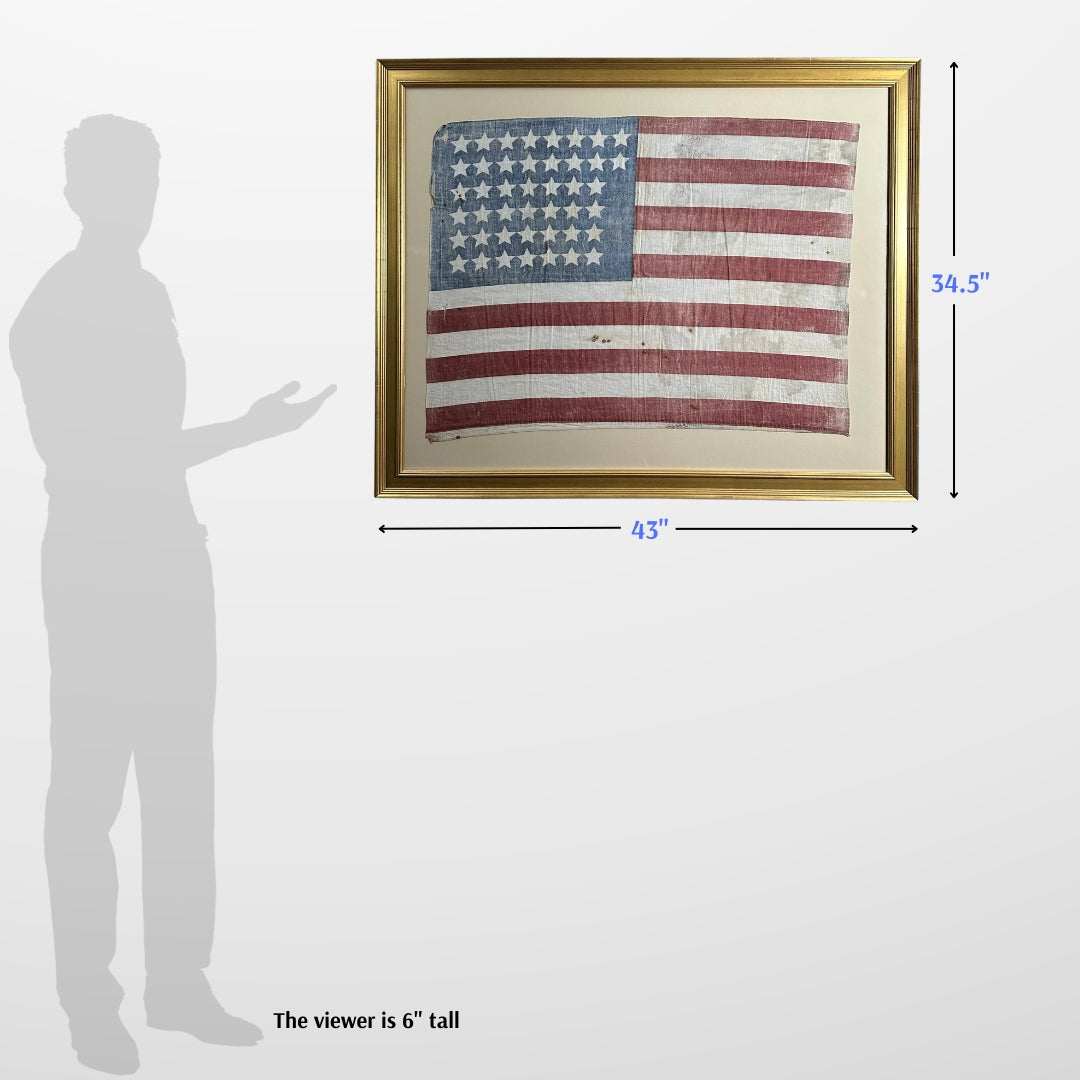 Framed 44-Star Parade Flag — Circa 1891-1896