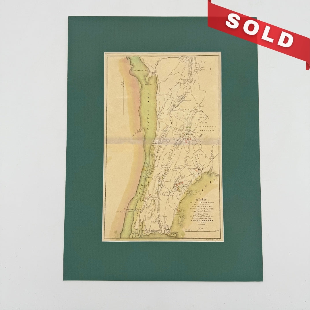 Battle of White Plains map — Hand colored — 1834