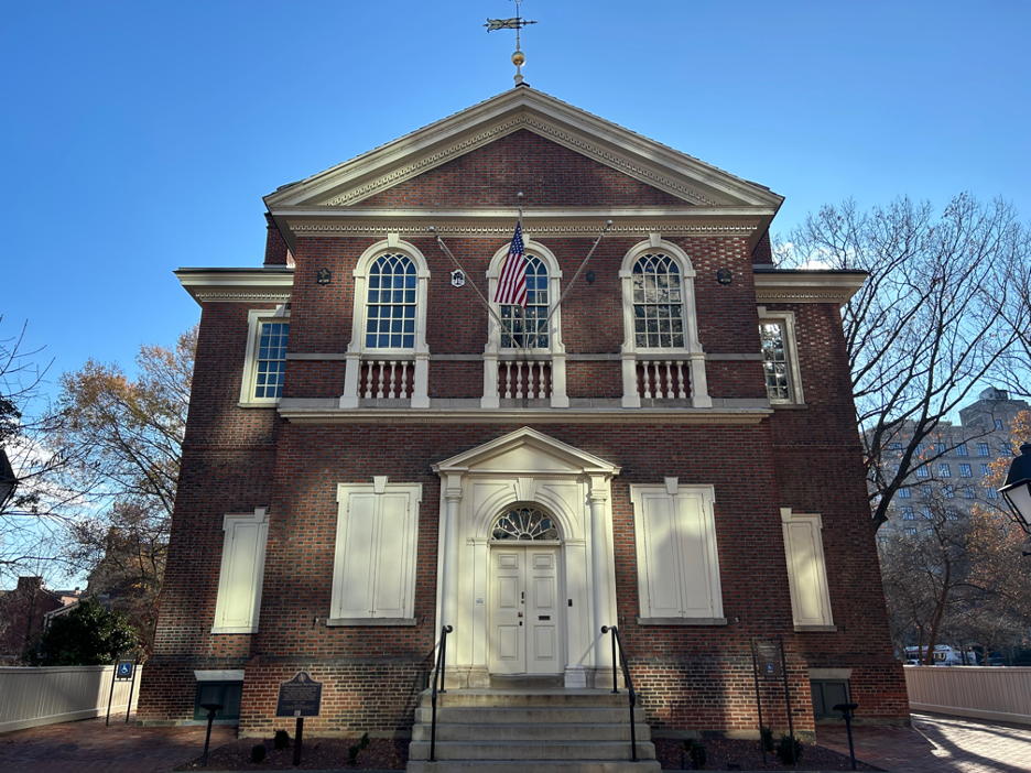 250th Anniversary First Continental Congress Flag flown on Carpenters’ Hall