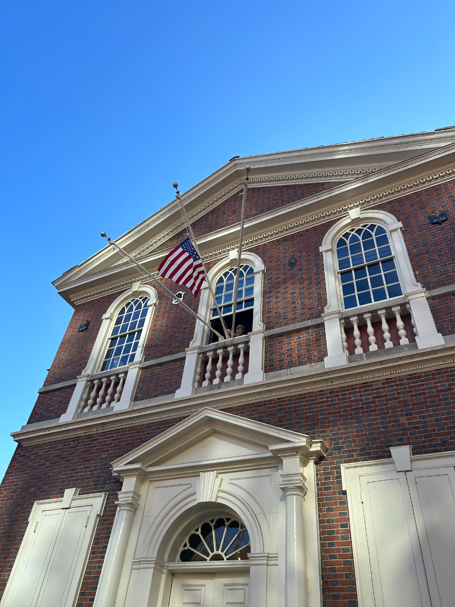 250th Anniversary First Continental Congress Flag flown on Carpenters’ Hall
