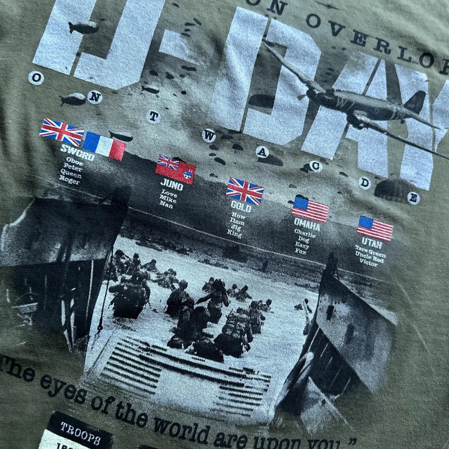 Close-up of back of D-Day Operation Overlord Shirt - Made in America from The History List store
