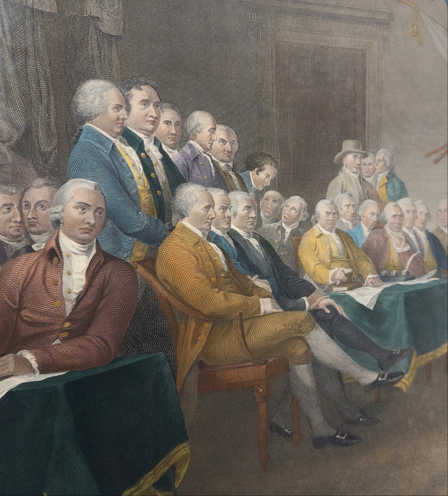 "Declaration of Independence July 4, 1776," engraved by W.L. Ormsby after John Trumbull — Framed