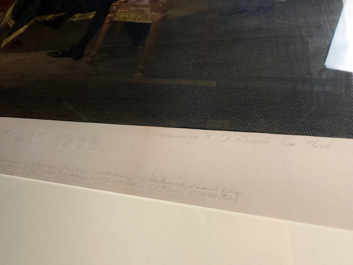 "Declaration of Independence July 4, 1776," engraved by W.L. Ormsby after John Trumbull — Framed