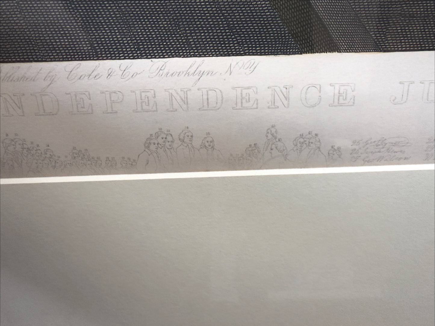 "Declaration of Independence July 4, 1776," engraved by W.L. Ormsby after John Trumbull — Framed