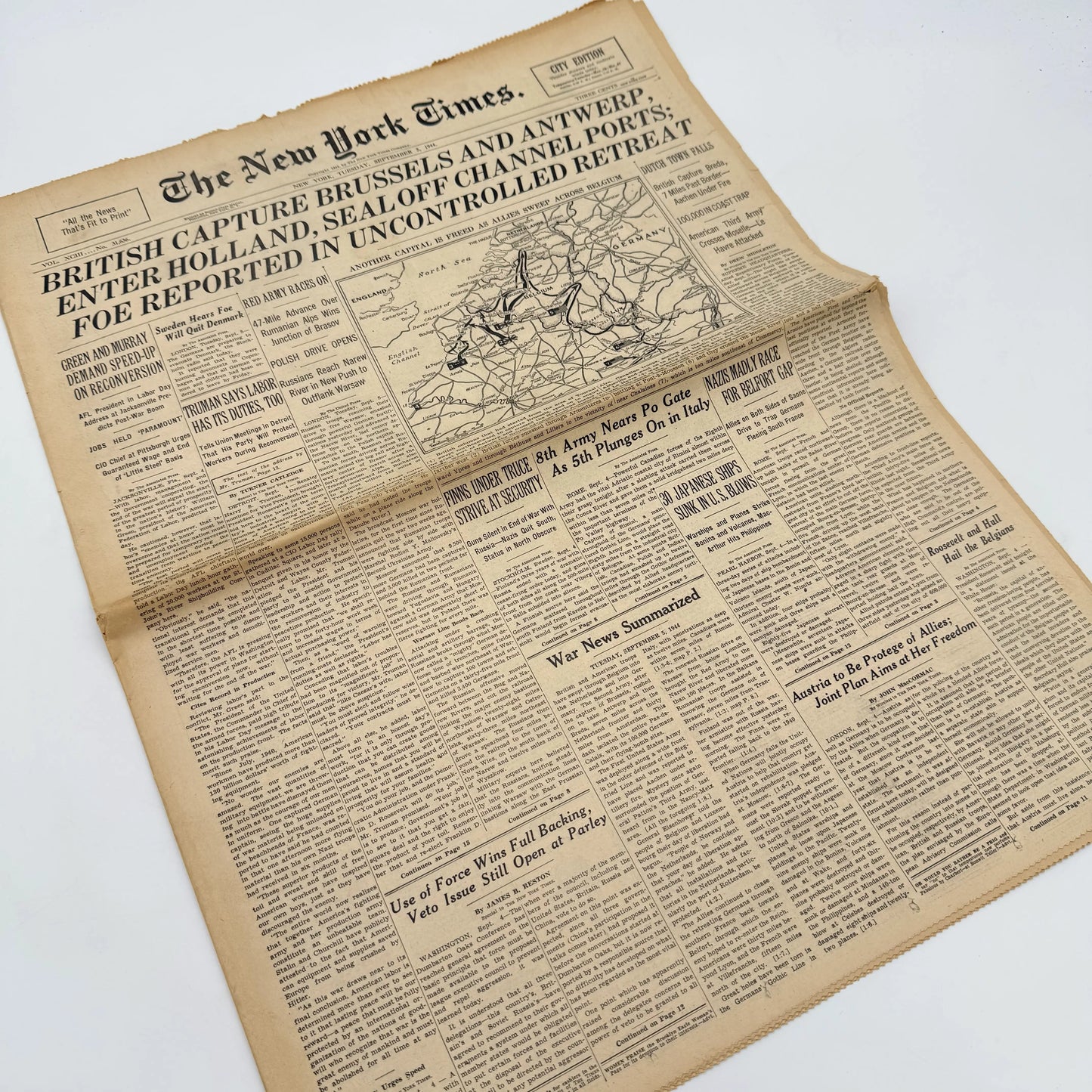 The New York Times — September 1, 3, 4, and 5, 1944 — Sold as a set