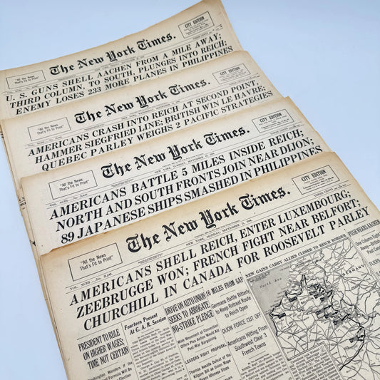 The New York Times — September 11, 12, 13, and 15, 1944 — Sold as a set