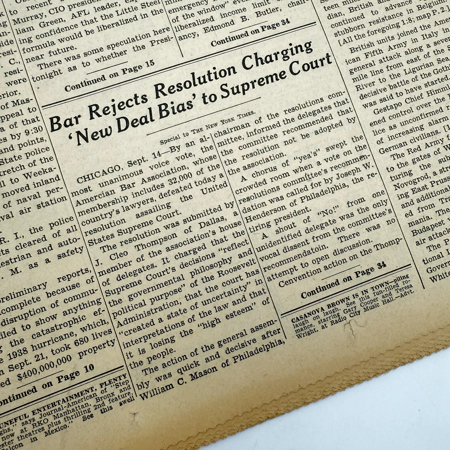 The New York Times — September 11, 12, 13, and 15, 1944 — Sold as a set