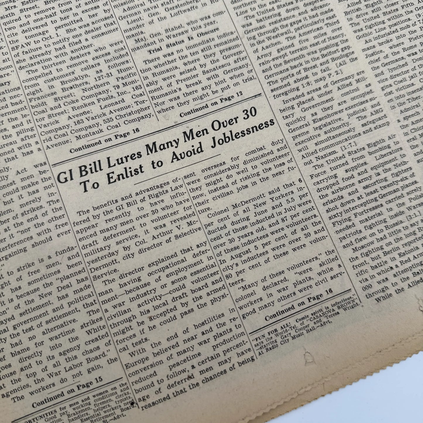 The New York Times coverage of WWII — September 1944 — Offered individually