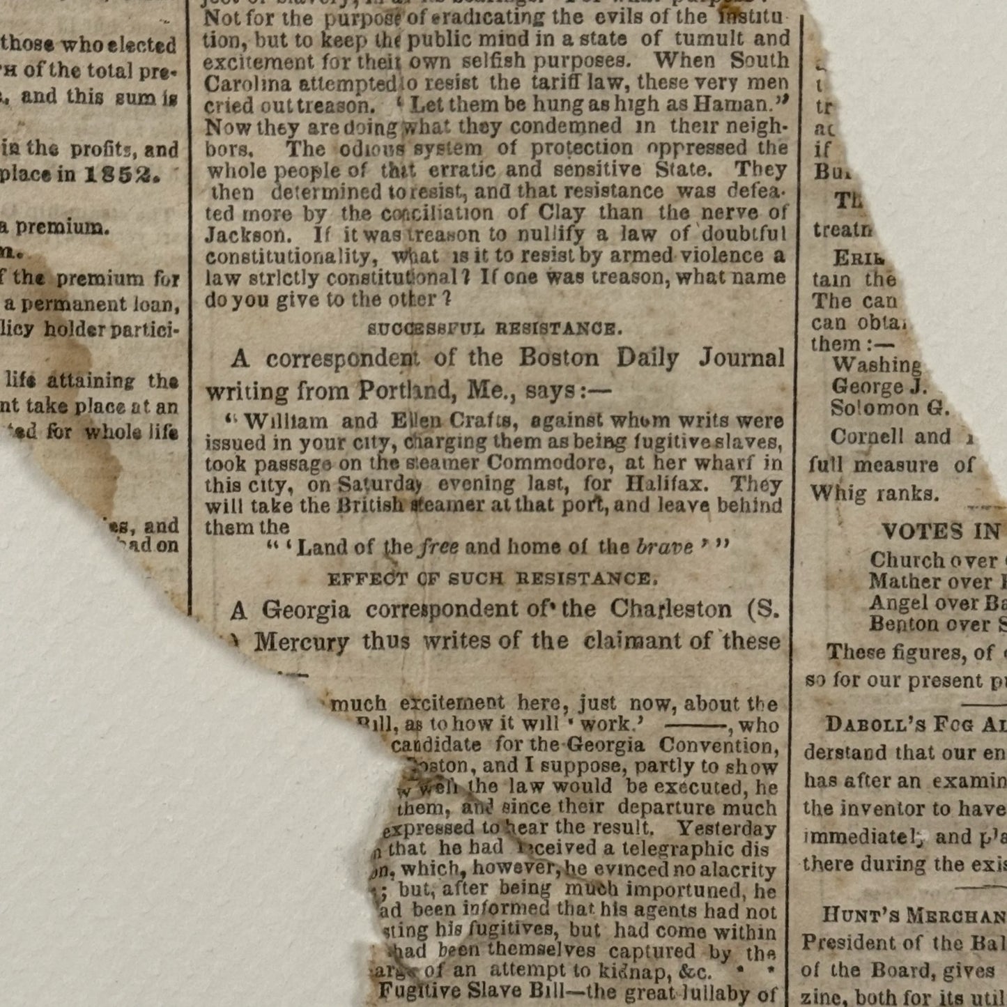 William and Ellen Craft and the Fugitive Slave Act — October (?) 1850 newspaper