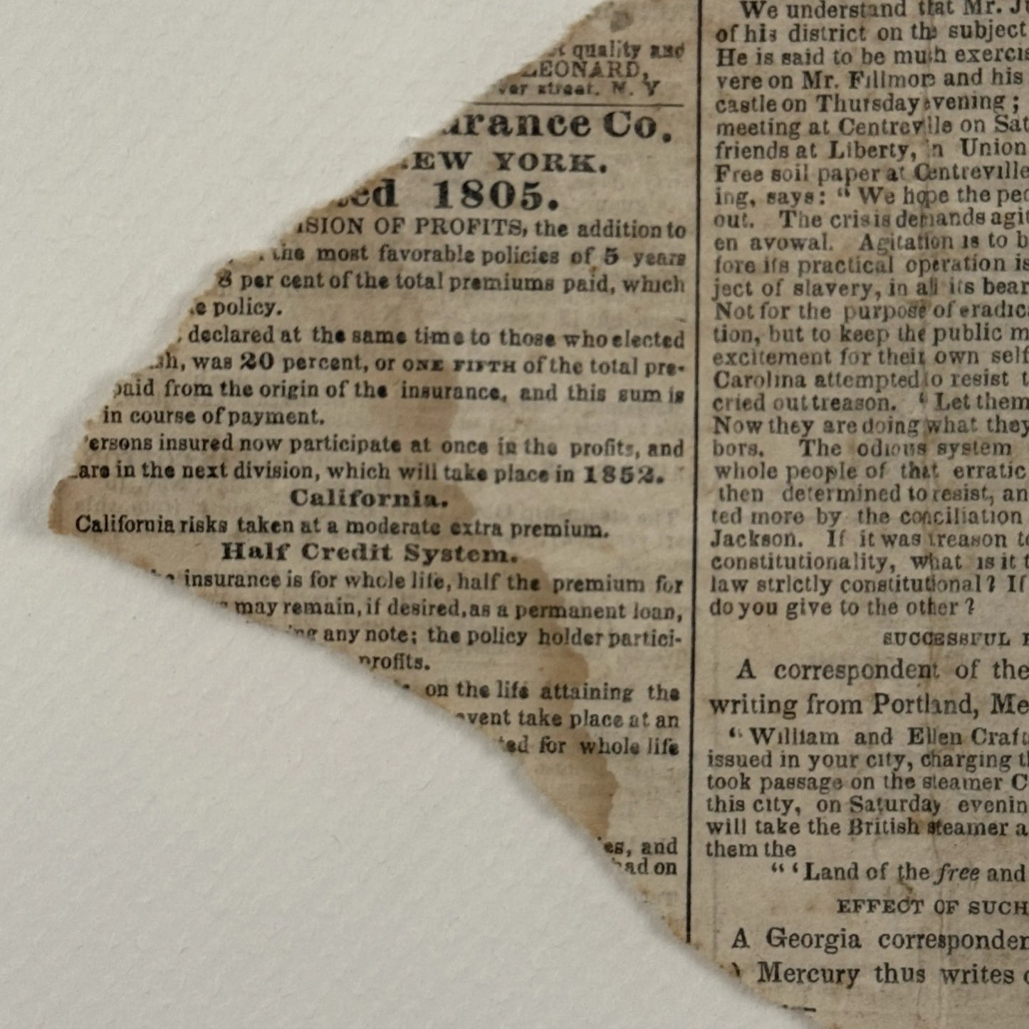 William and Ellen Craft and the Fugitive Slave Act — October (?) 1850 newspaper