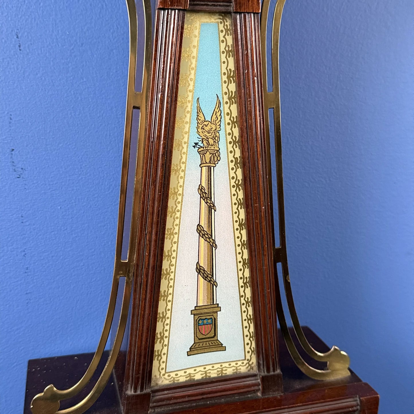 Seth Thomas "Banjo Clock" showing the Boston Tea Party — Electric (possibly)