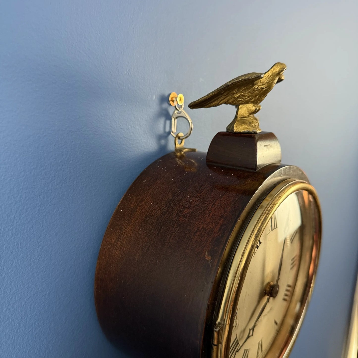 Seth Thomas "Banjo Clock" showing the Boston Tea Party — Electric (possibly)