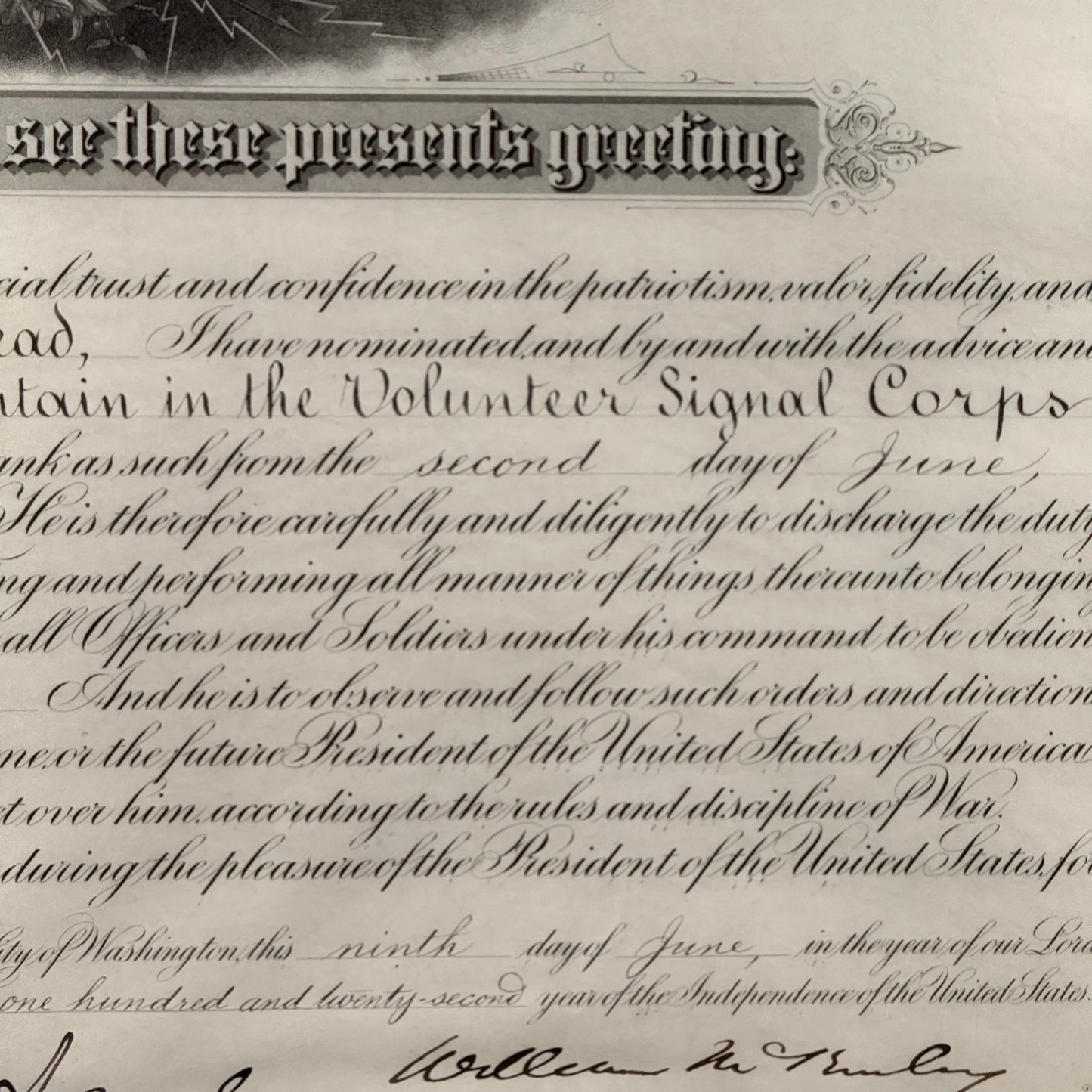 William McKinley Presidential Appointment — Signed June 2, 1898