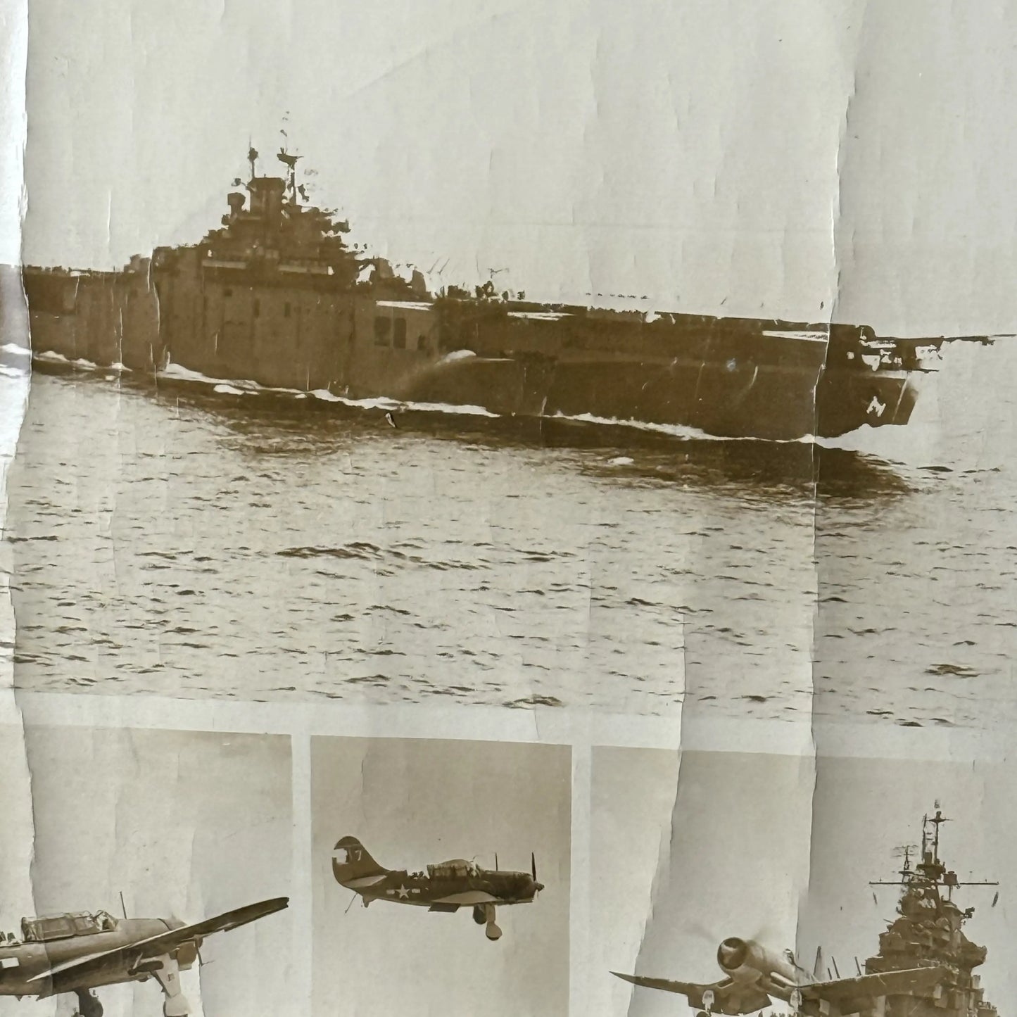 WWII USS Essex Aircraft Carrier Track Chart of War Operations in WWII