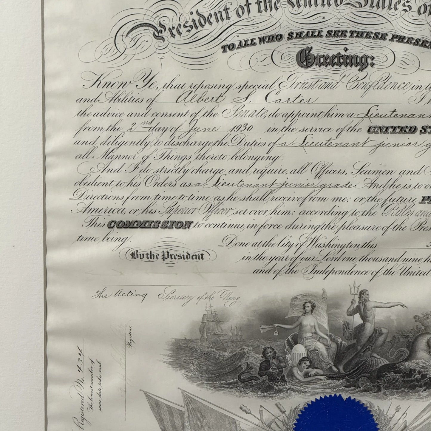 Herbert Hoover Navy Appointment — December 31, 1930