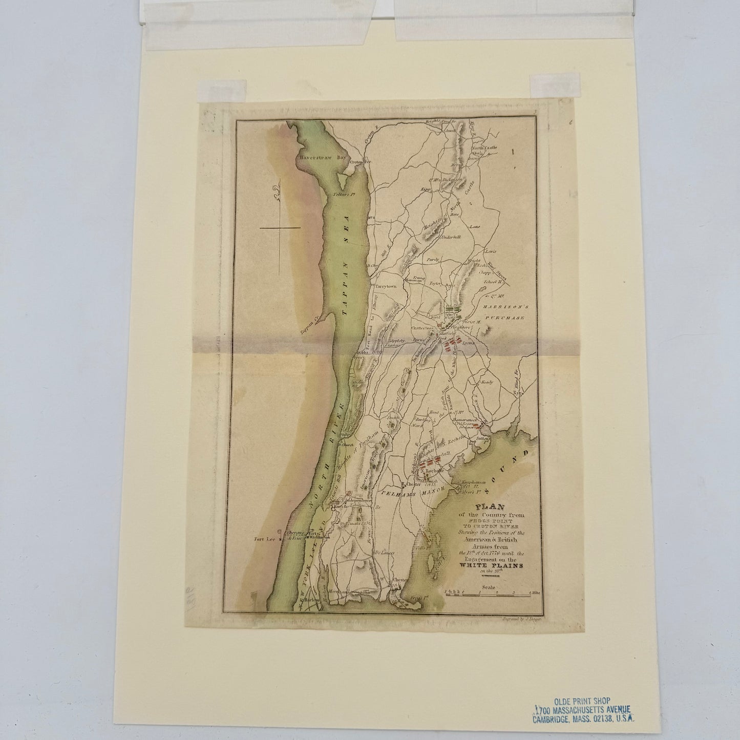 Battle of White Plains map — Hand colored — 1834