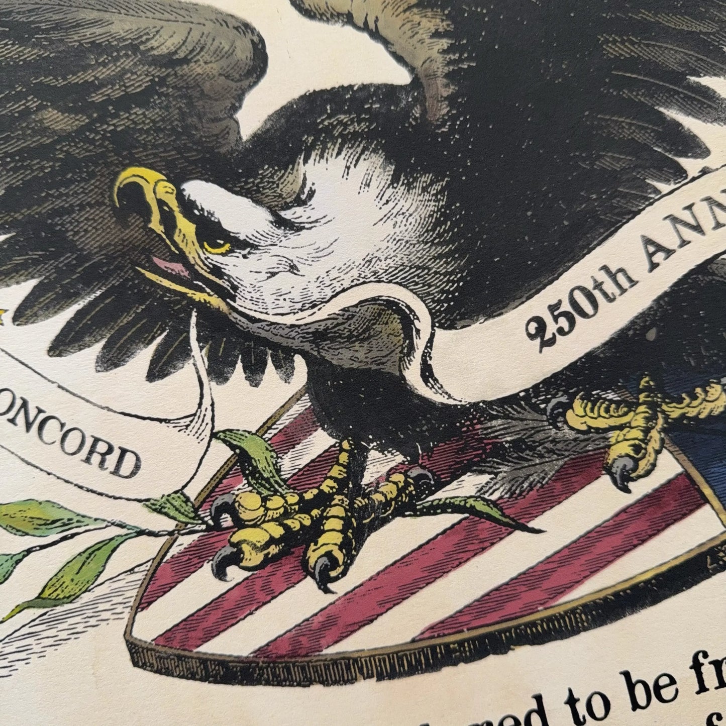 250th Anniversary of Lexington and Concord Archival Print with Historic Eagle and Shield Engraving
