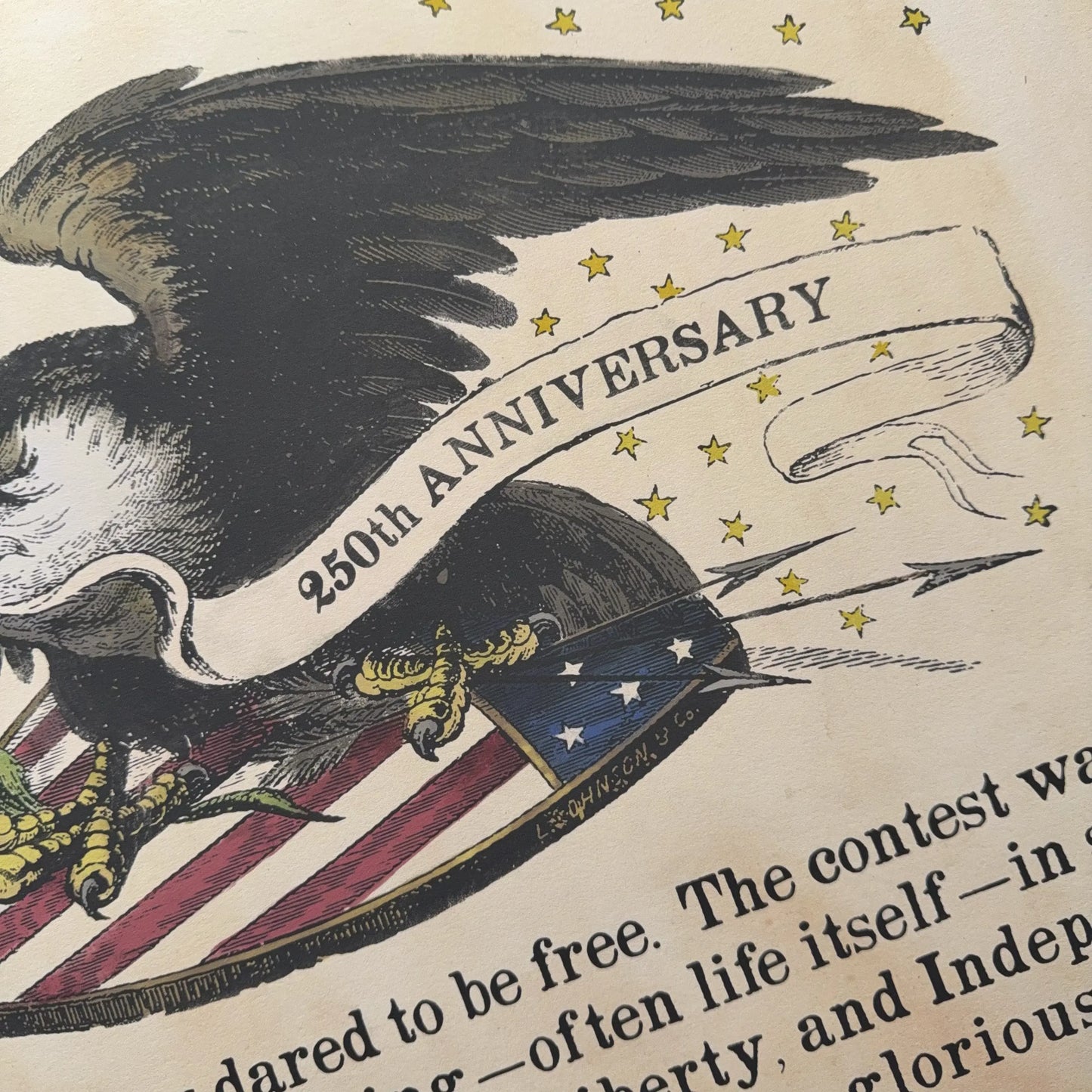 250th Anniversary of Lexington and Concord Archival Print with Historic Eagle and Shield Engraving