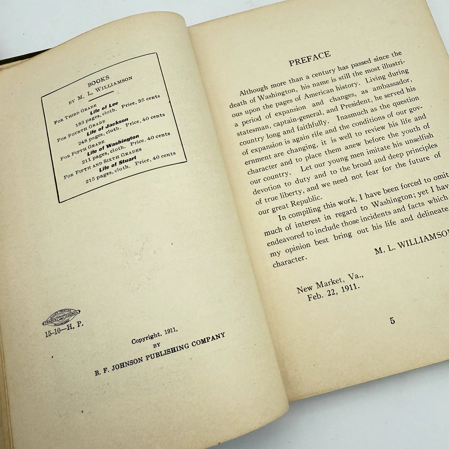 Six books about the life of George Washington from 1887 to 1953 — For young adult readers