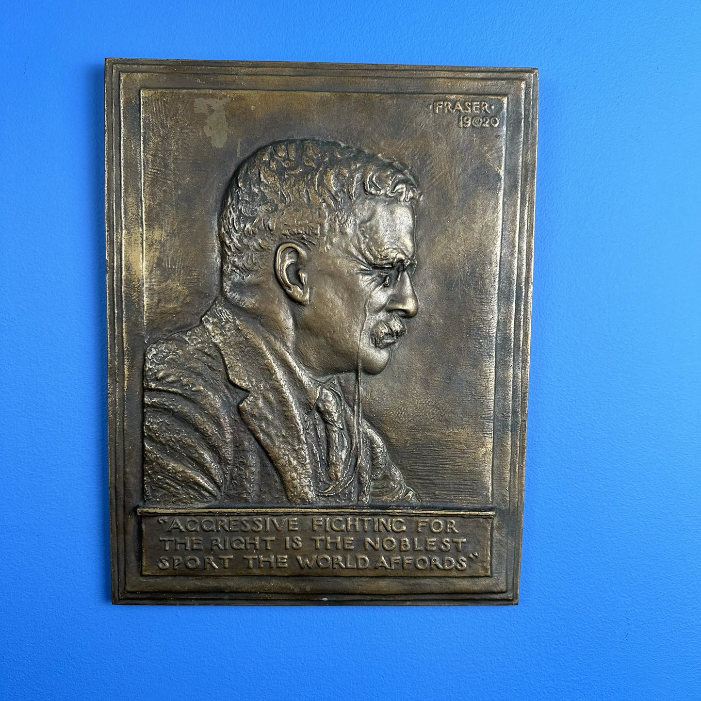 Roosevelt Plaque — “Fighting for the right” — 1920