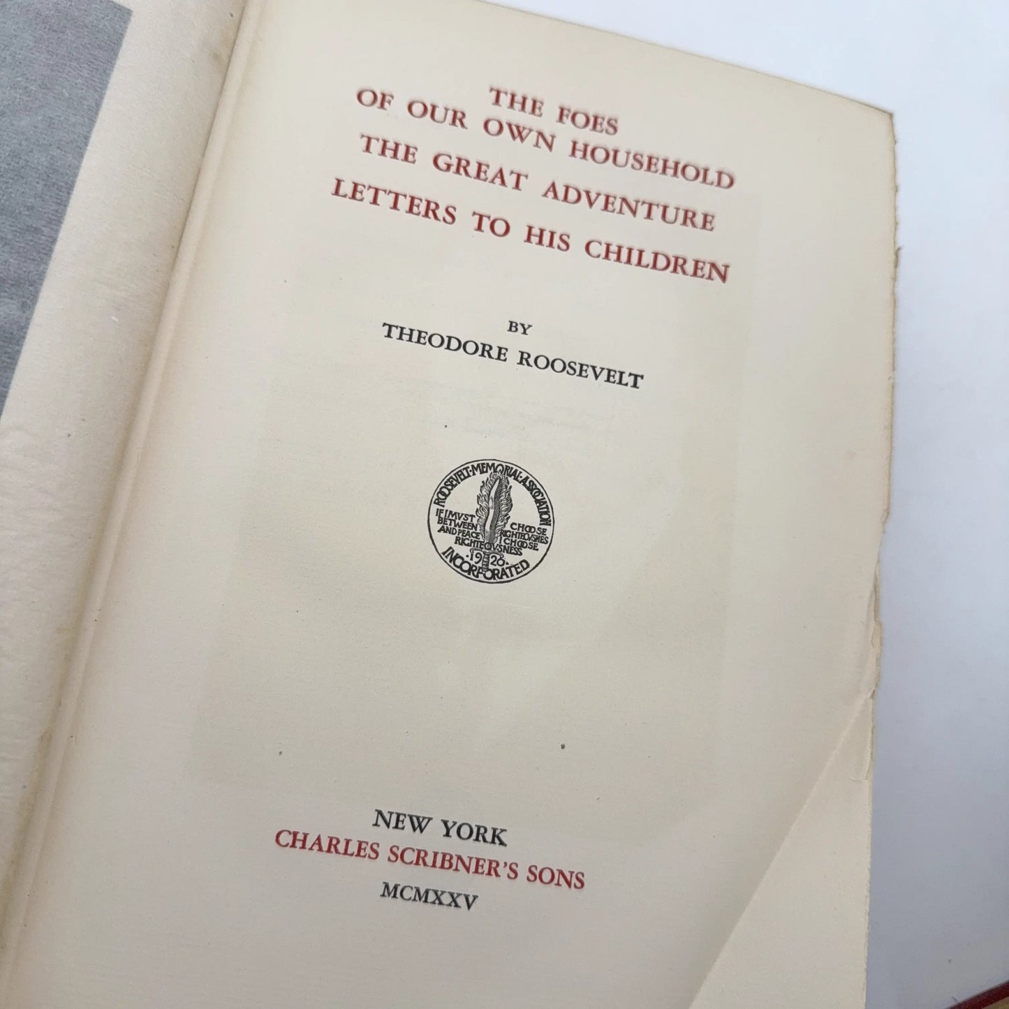 SOLD — "The Works of Theodore Roosevelt" — Five volumes in a numbered set from the Memorial Edition