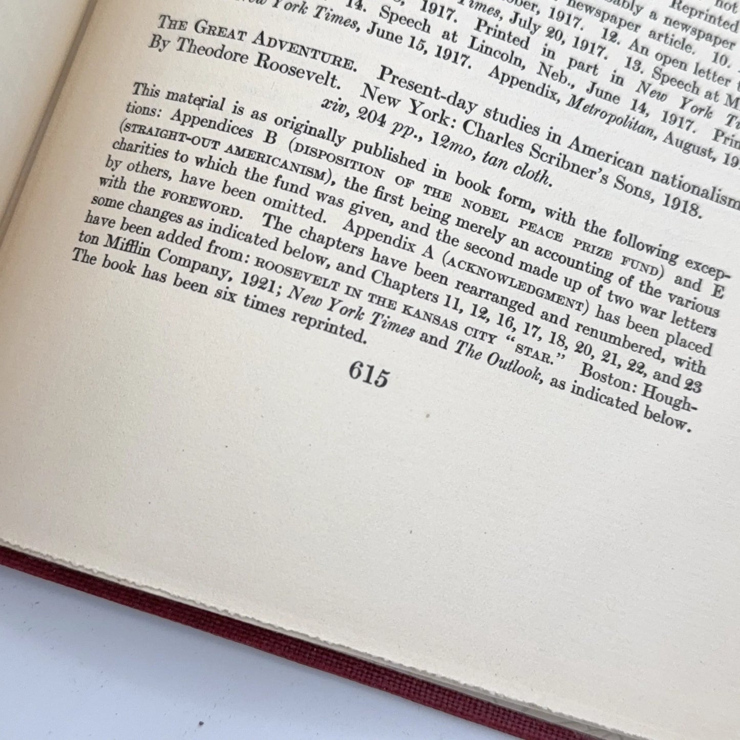 SOLD — "The Works of Theodore Roosevelt" — Five volumes in a numbered set from the Memorial Edition