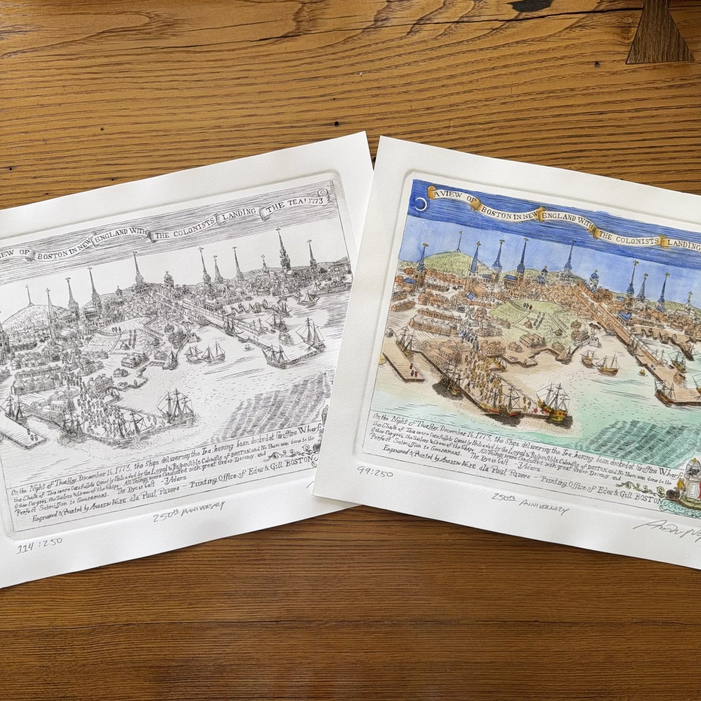 "Landing the Tea!" — Engraving in the style of Revere's "Landing of the Troops"
