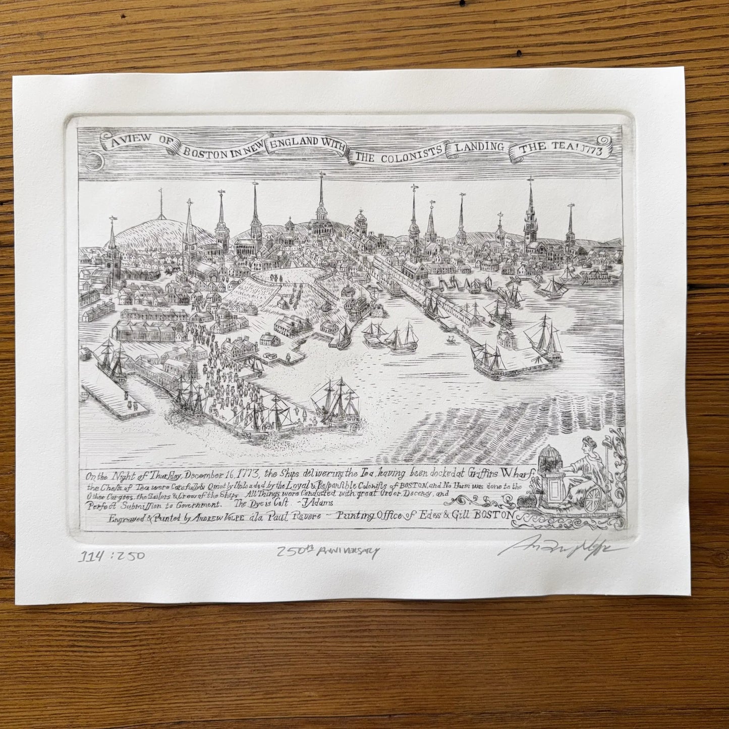 "Landing the Tea!" — Engraving in the style of Revere's "Landing of the Troops"