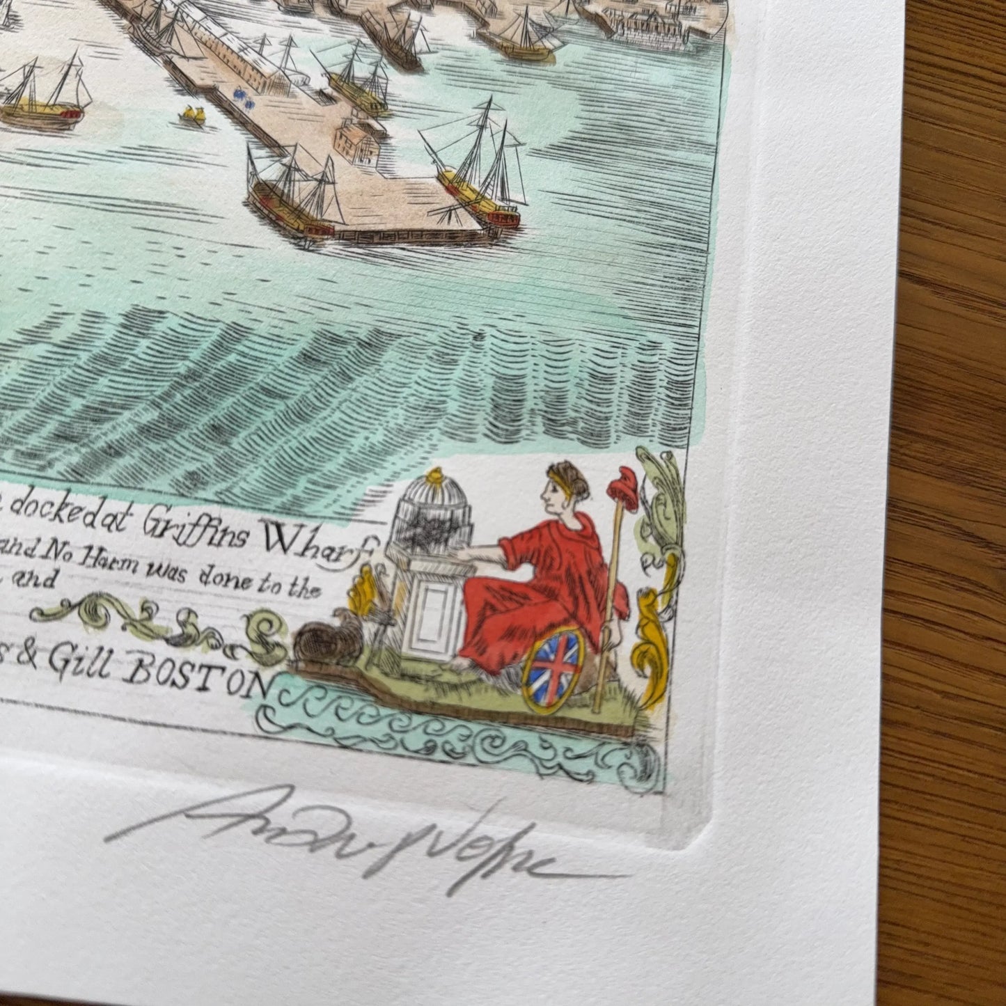 "Landing the Tea!" — Engraving in the style of Revere's "Landing of the Troops"
