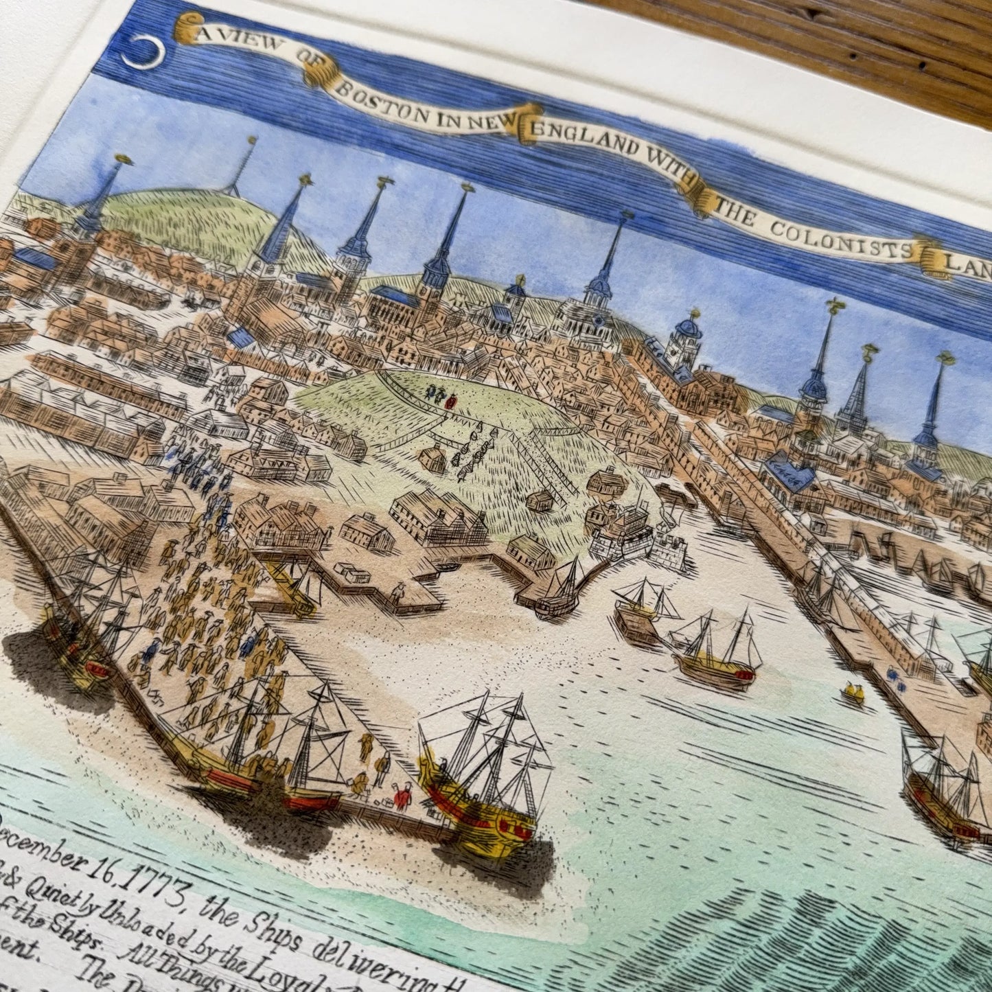 "Landing the Tea!" — Engraving in the style of Revere's "Landing of the Troops"