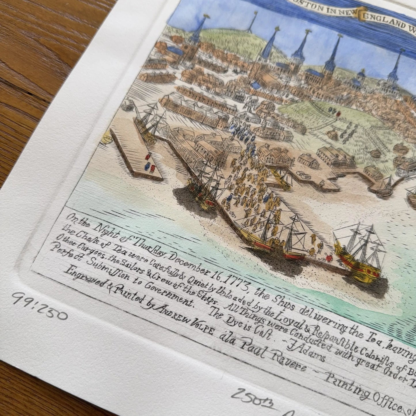 "Landing the Tea!" — Engraving in the style of Revere's "Landing of the Troops"