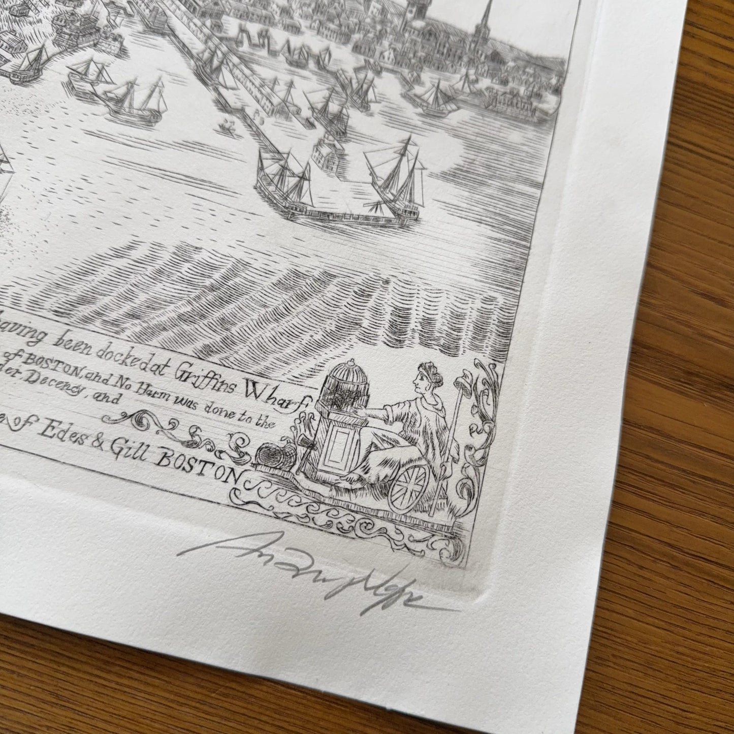 "Landing the Tea!" — Engraving in the style of Revere's "Landing of the Troops"