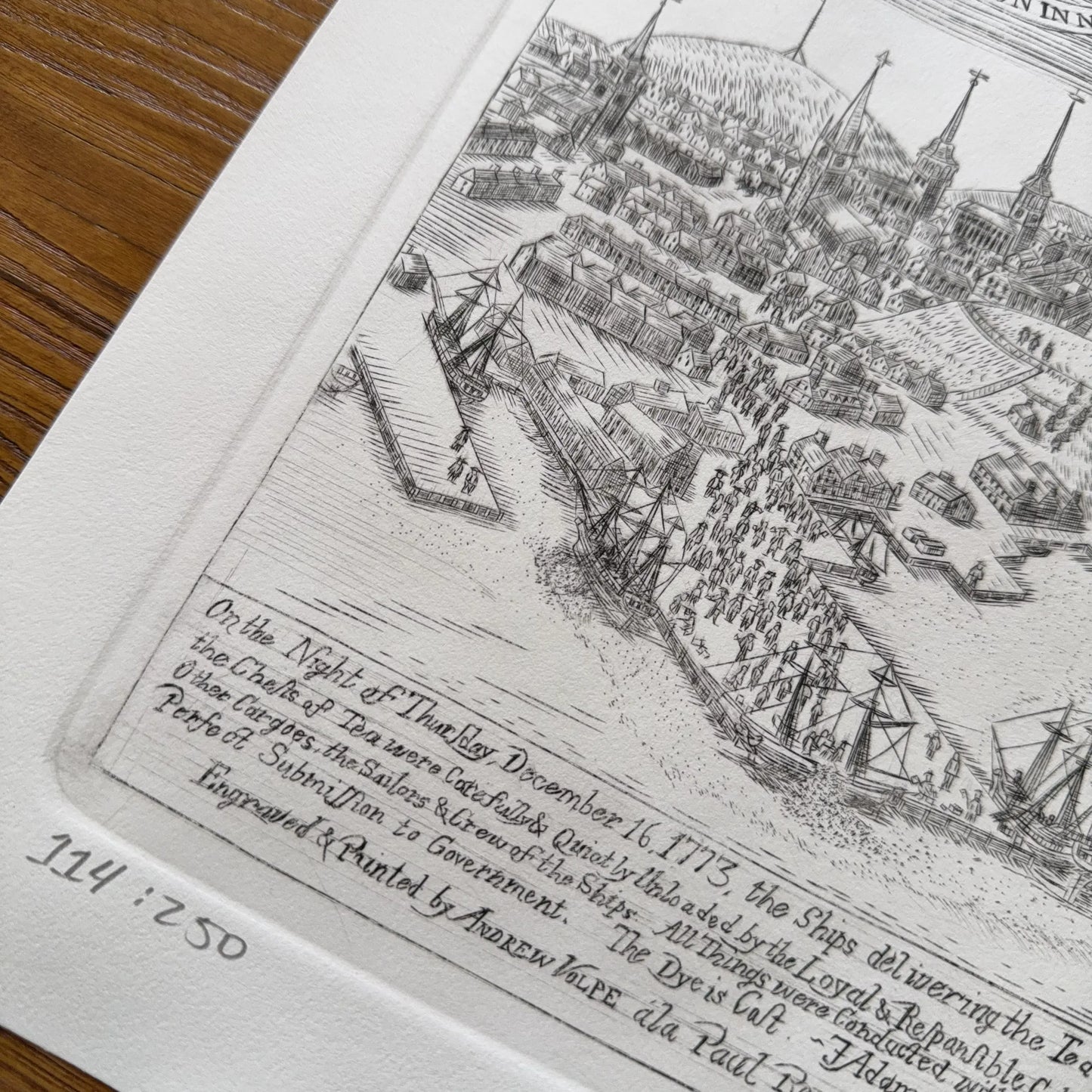 "Landing the Tea!" — Engraving in the style of Revere's "Landing of the Troops"