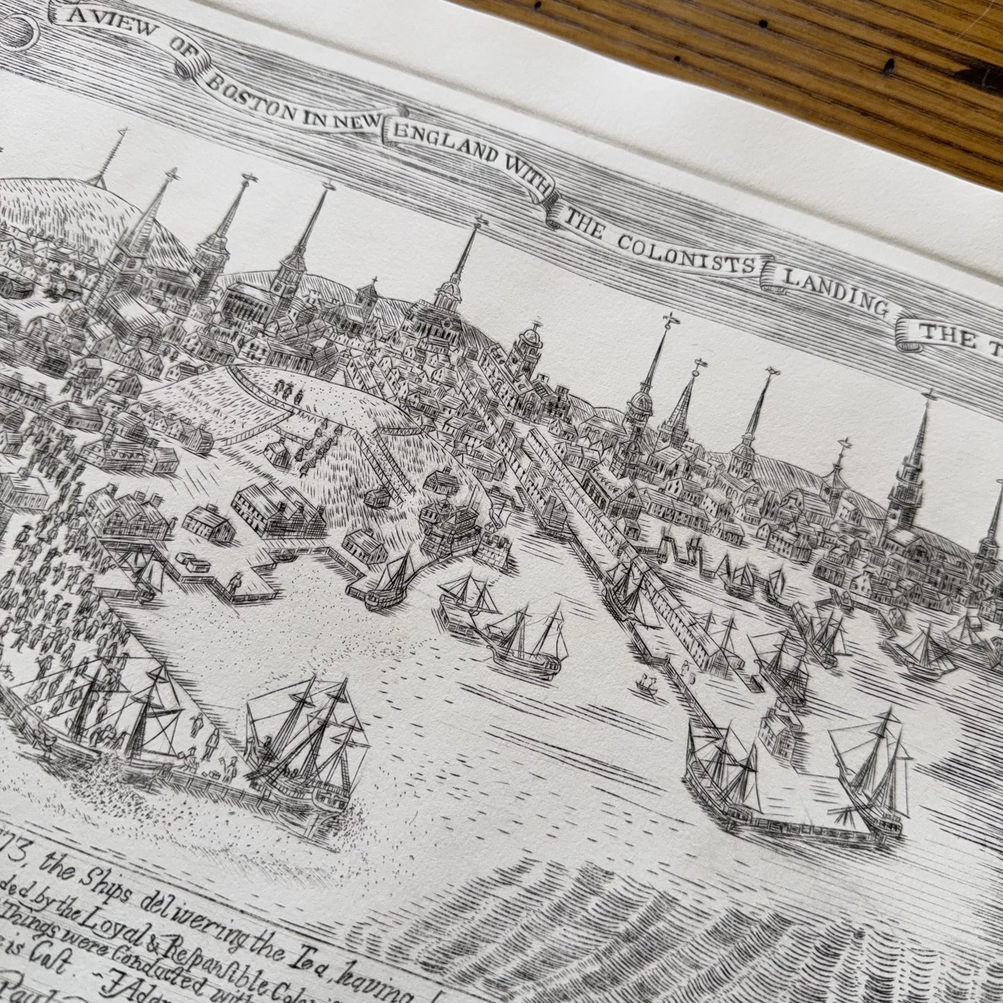 "Landing the Tea!" — Engraving in the style of Revere's "Landing of the Troops"
