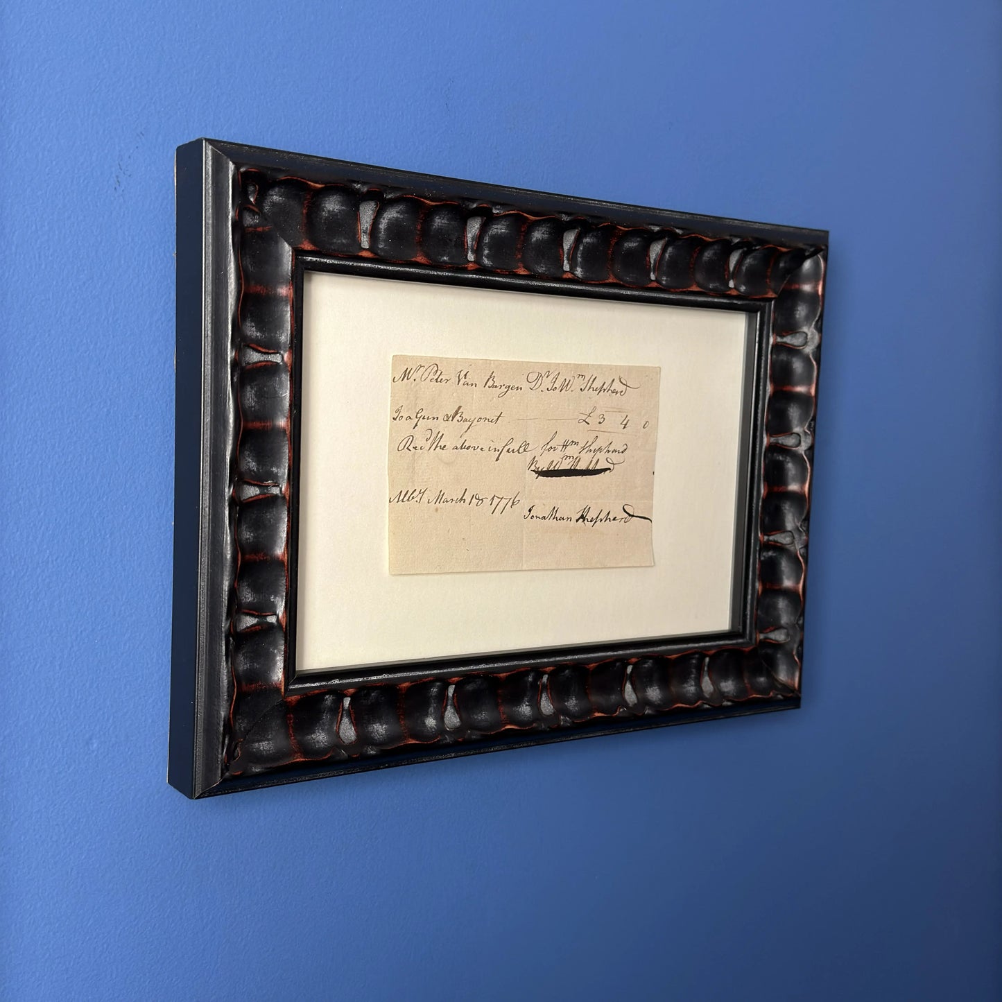 Receipt for purchase of gun and bayonet — March 18, 1776