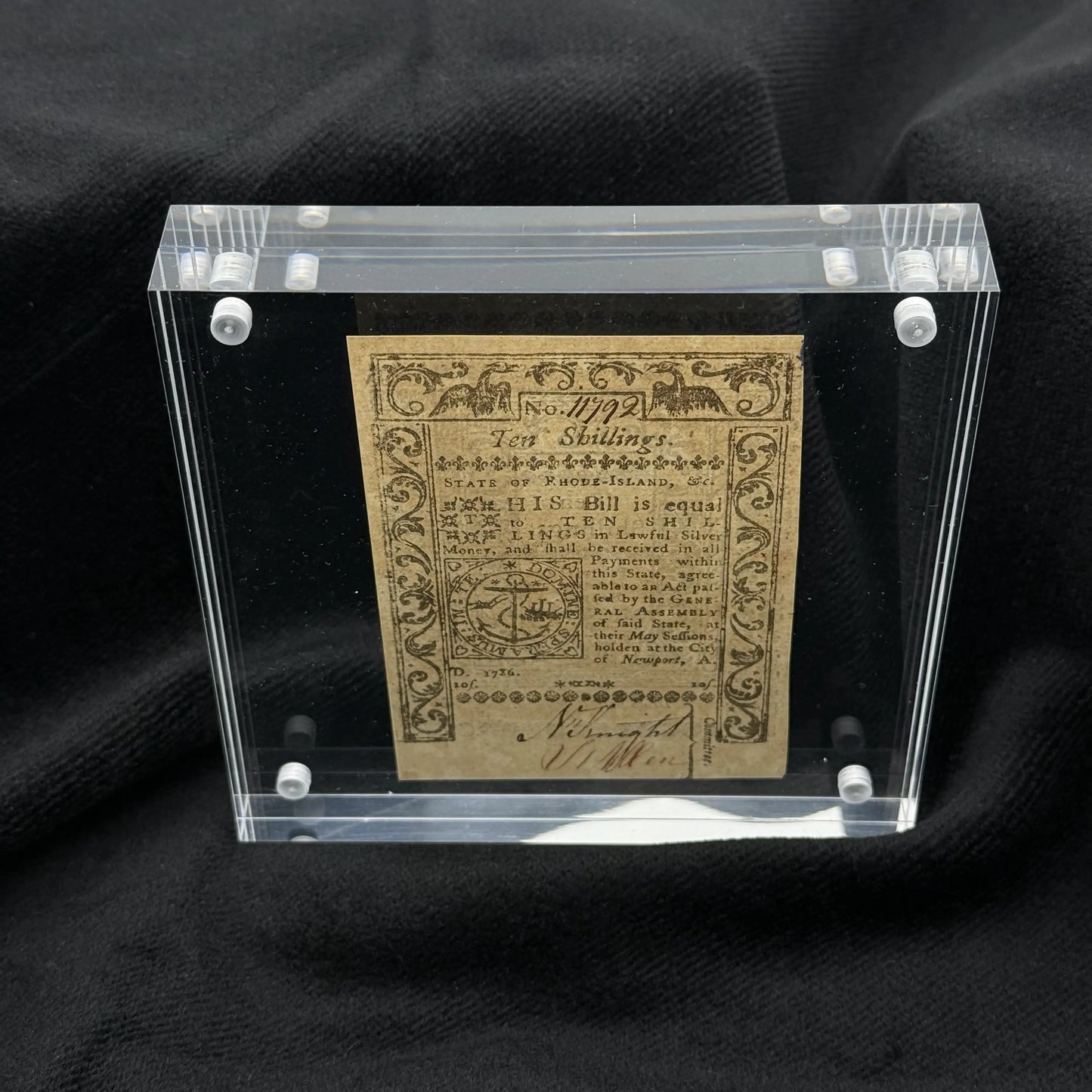 Colonial Currency — Rhode Island — 1786 — 10 shillings