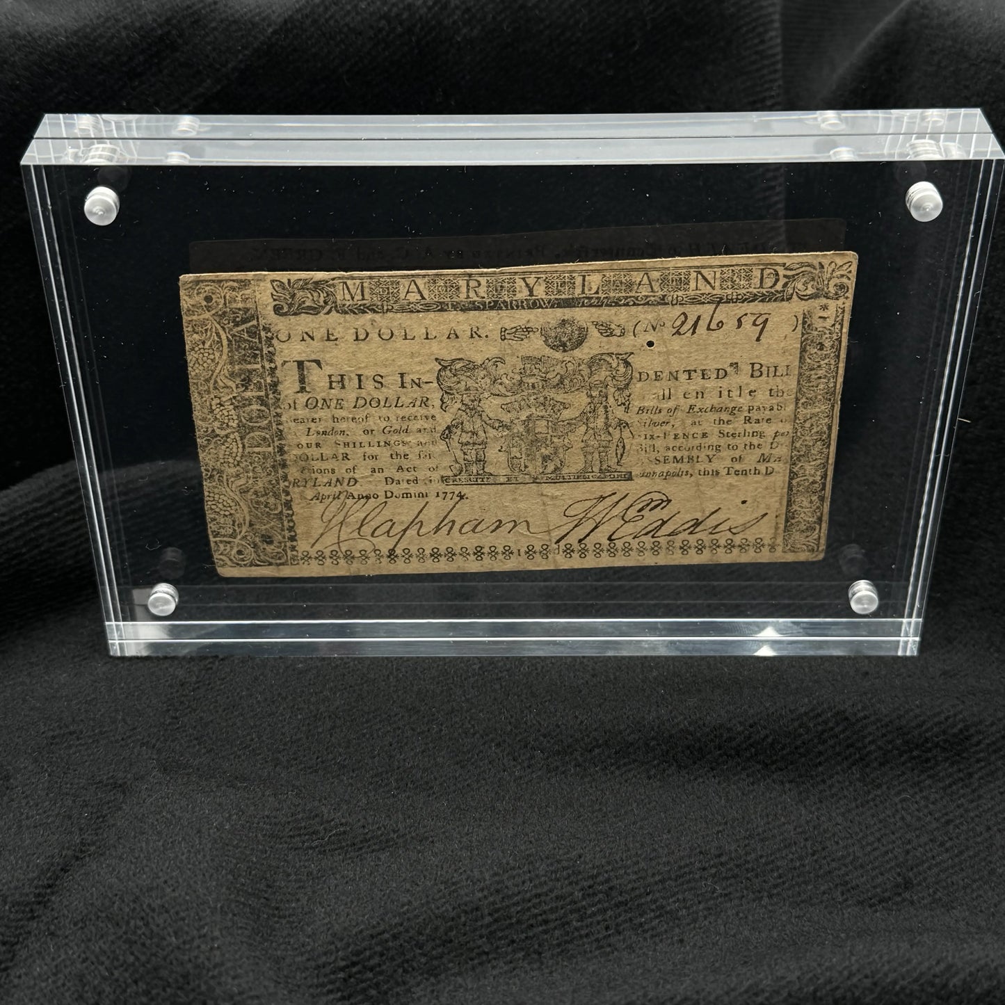 Colonial Currency — Maryland — April 10, 1774 — One dollar