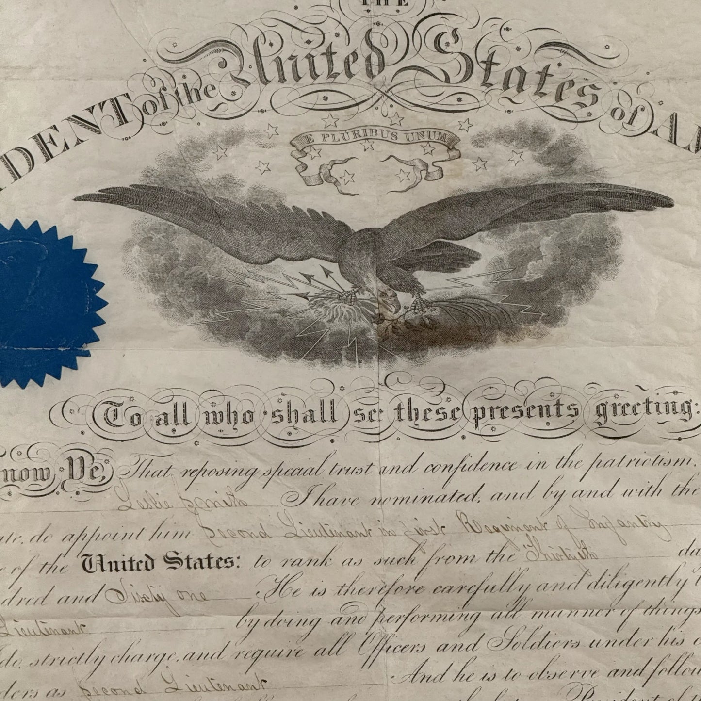 Abraham Lincoln Signed Military Appointment — September 9, 1861 — with COA