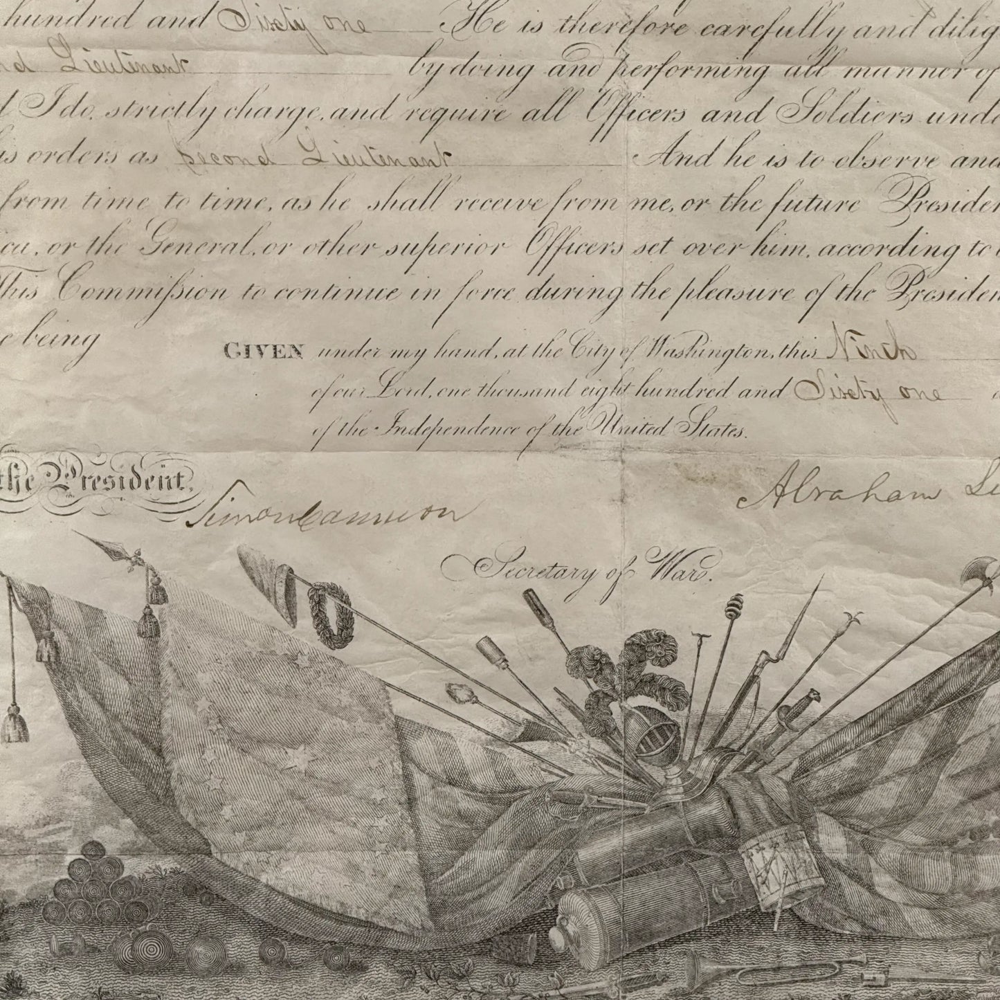 Abraham Lincoln Signed Military Appointment — September 9, 1861 — with COA