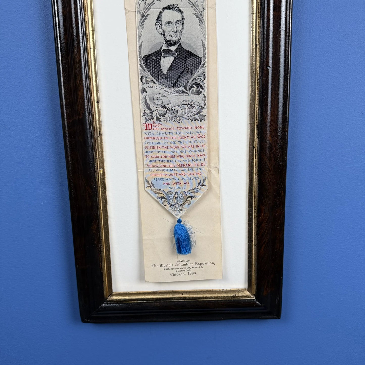 Abraham Lincoln "The Worlds Columbian Expedition" Stevengraph— Matted and Framed