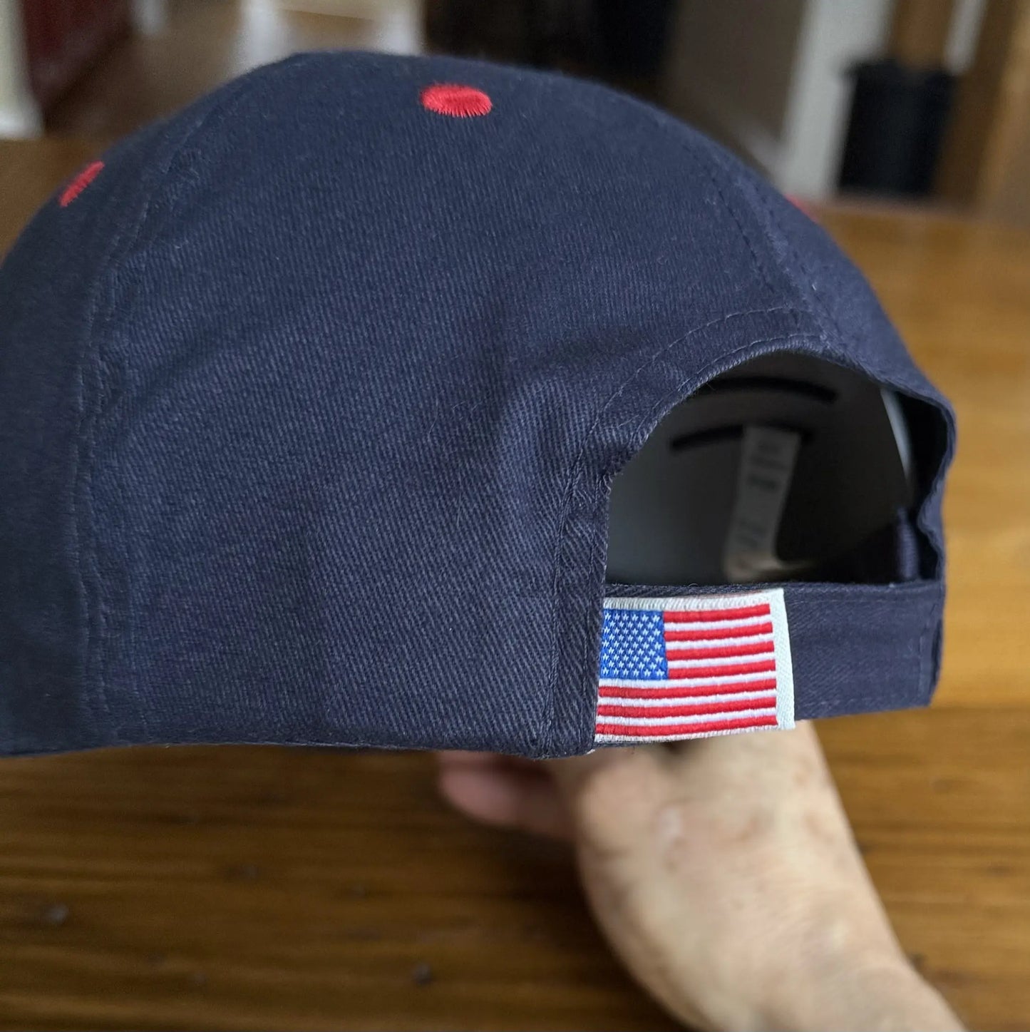 Embroidered "Huzzah! 1776" cap — Dark blue with flag brim
