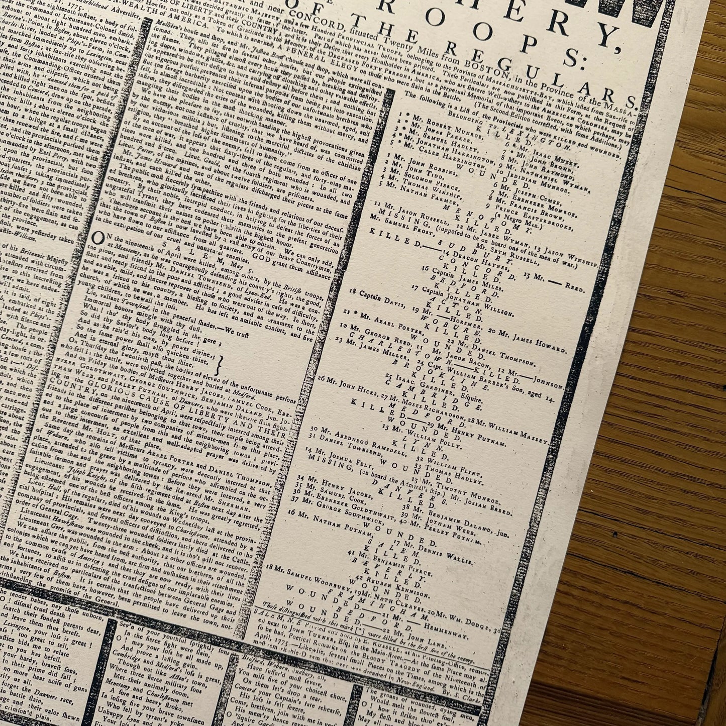 Lexington and Concord 1775 historic print — "A Bloody Butchery, by the British Troops; or the Runaway Fight of the Regulars"