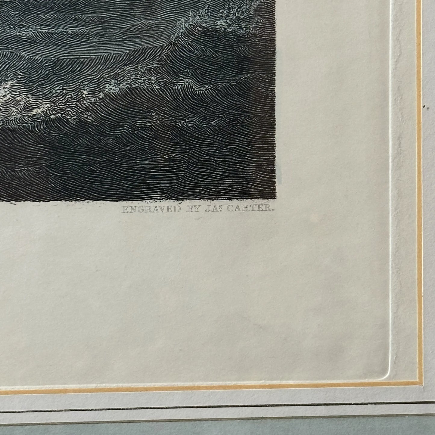 Large, framed, hand-colored 1841 etching of U.S. ship in the Port of Liverpool