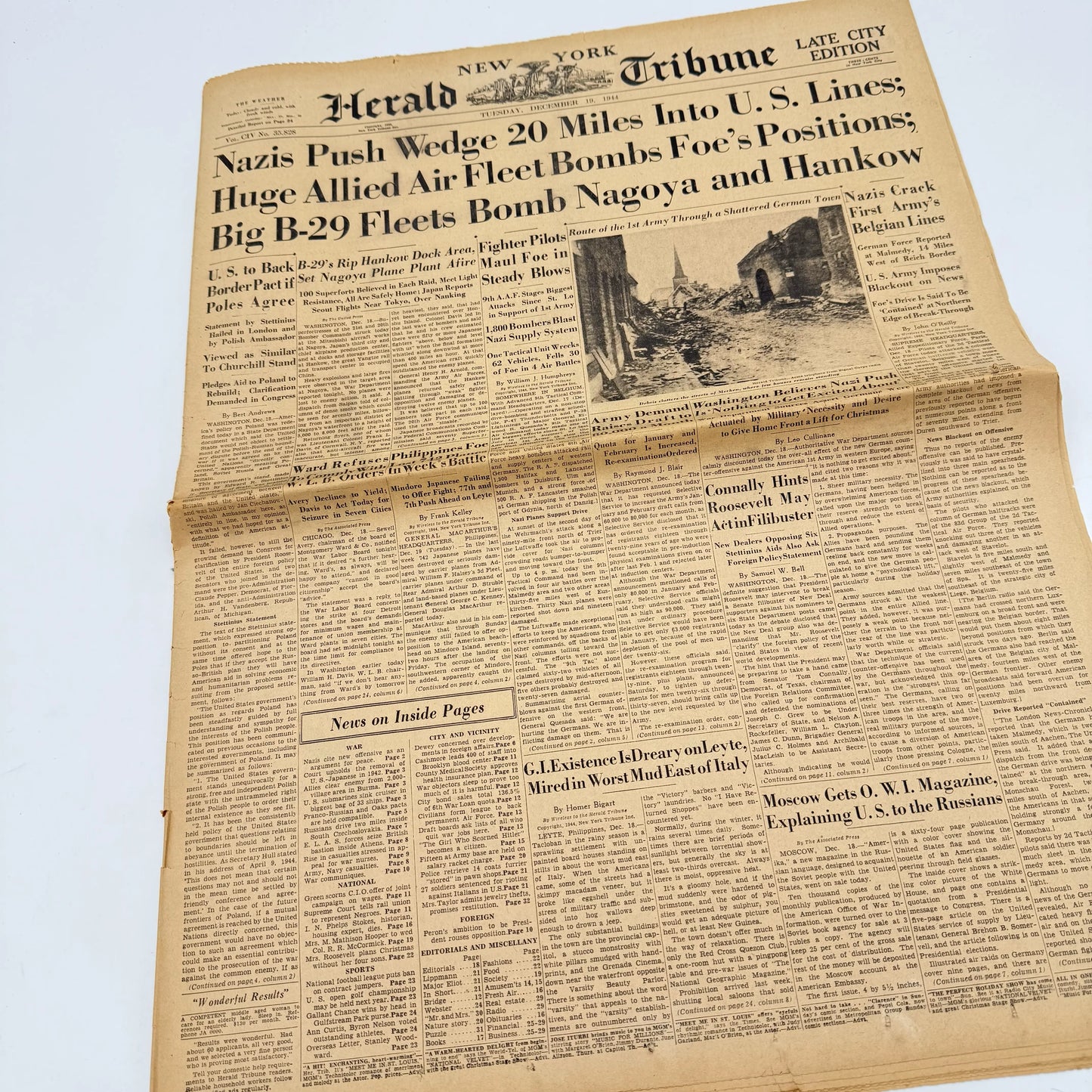The Battle of the Bulge — The New York Herald Tribune — December 19 and 28, 1944
