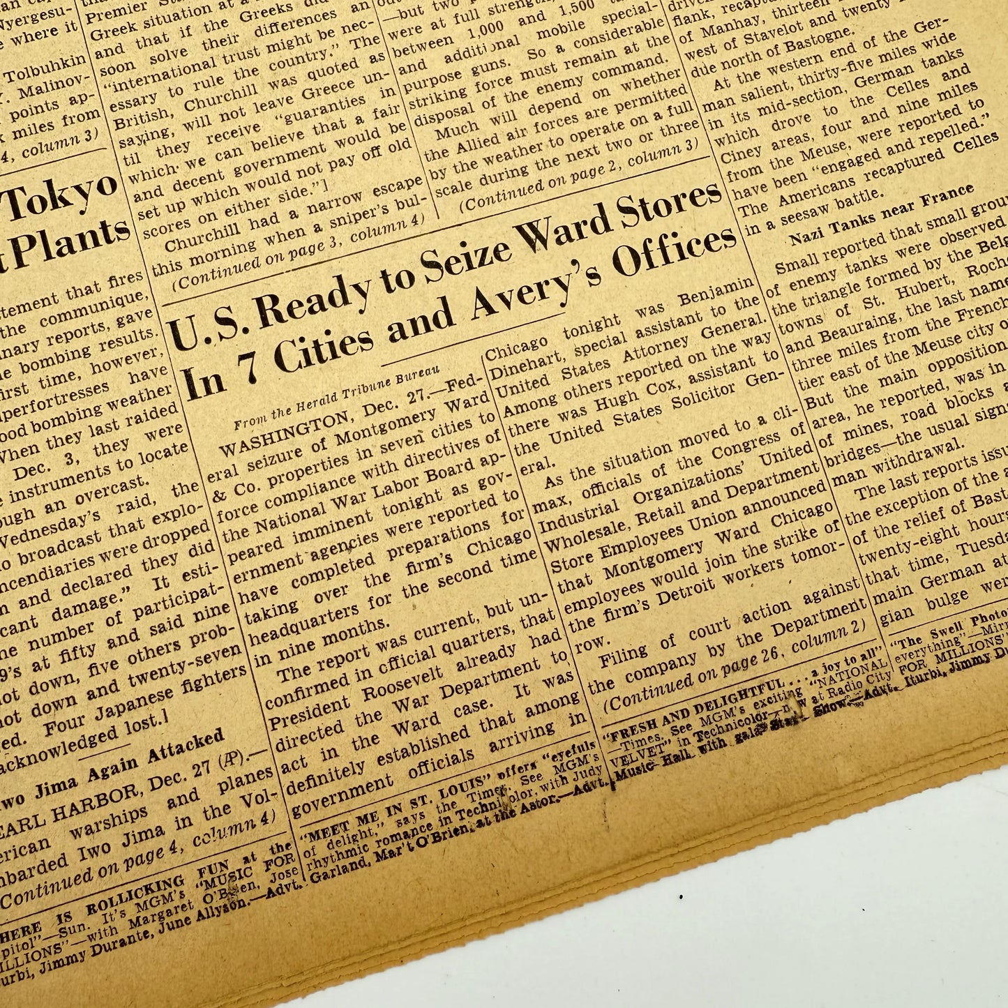 The Battle of the Bulge — The New York Herald Tribune — December 19 and 28, 1944
