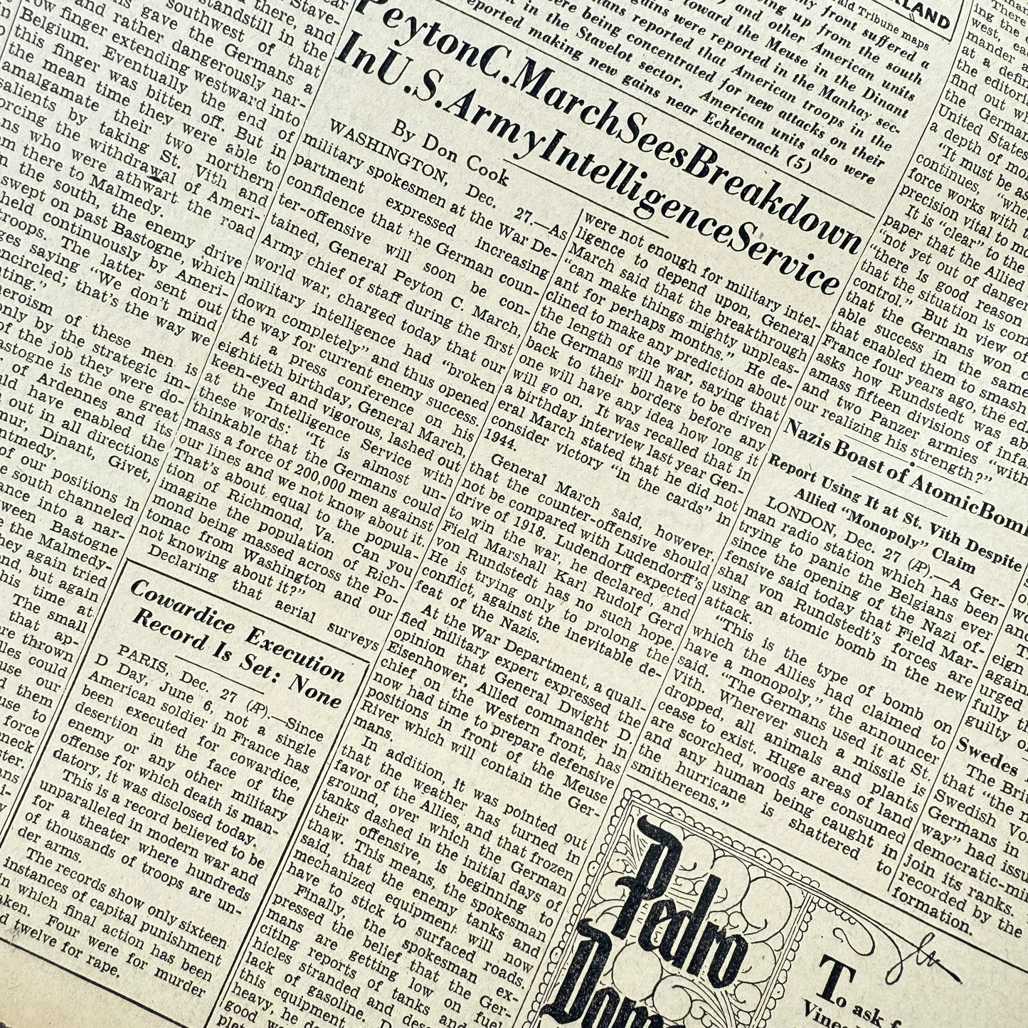 The Battle of the Bulge — The New York Herald Tribune — December 19 and 28, 1944