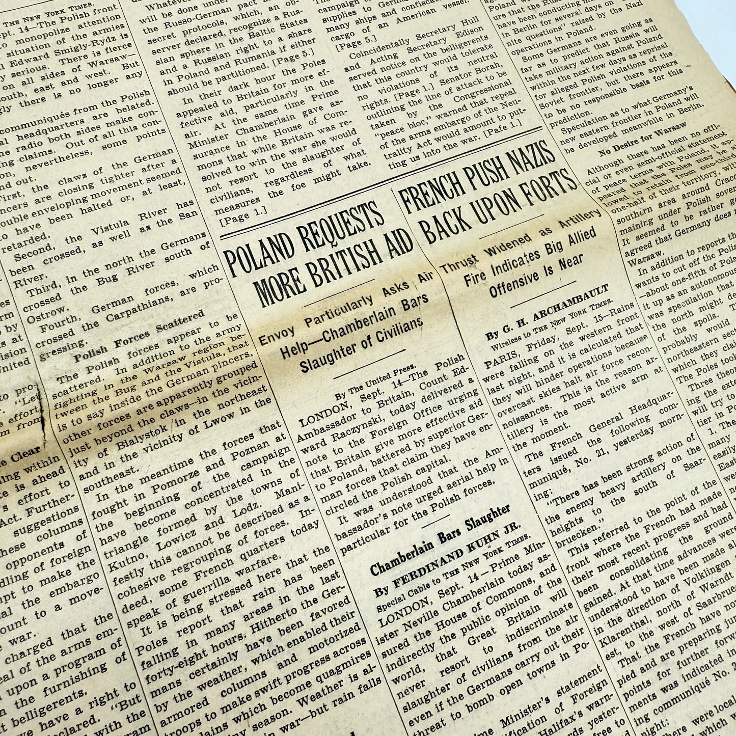 The outbreak of WWII in The New York Times — Poland — September 12 - 15 — Sold as a set