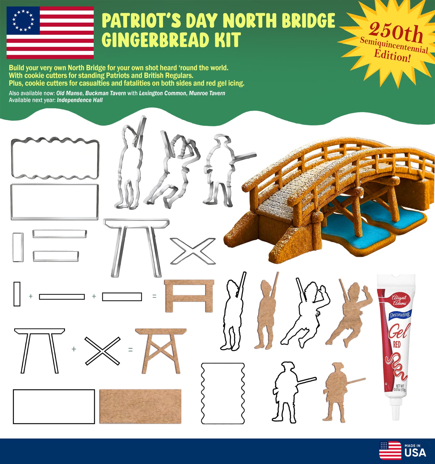 Patriots' Day North Bridge Gingerbread Kit — Special Edition for the 250th!