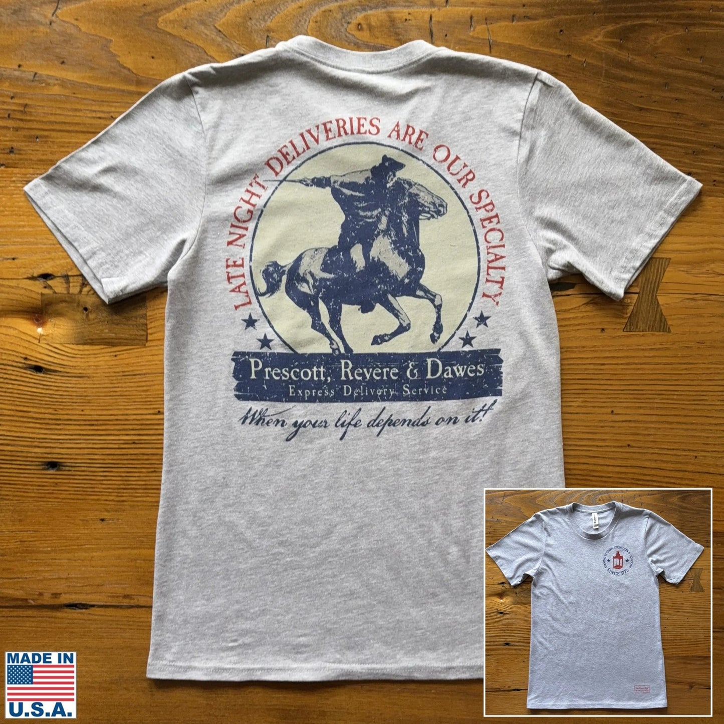 "Prescott, Revere, and Dawes Express Delivery Service" Made in America Shirt from The History List Store.